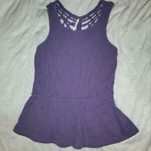 Free People XS Purple peplum tank top, back detail throughout